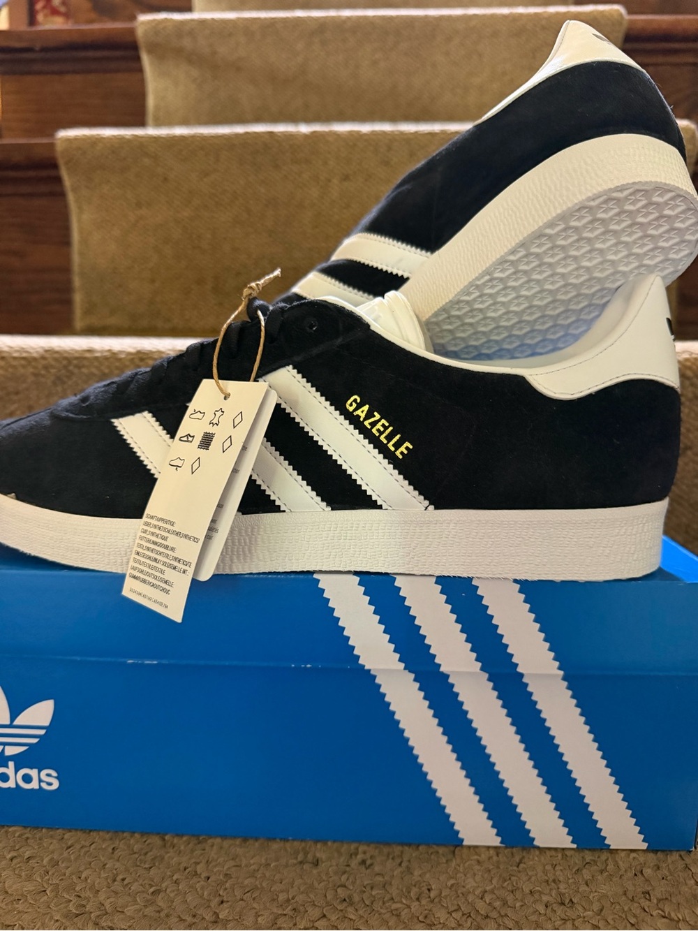 Adidas Gazelle Men Black and White Suede Sneakers